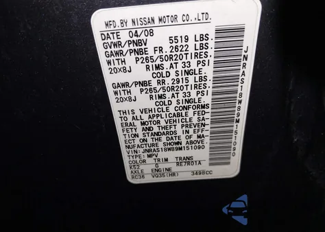 2009 Infiniti Fx35 from USA, damaged, VIN JNRAS18W89M151090